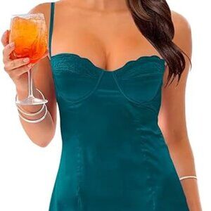 Satin Lace Corset Tight Short Dress Open Back Mini